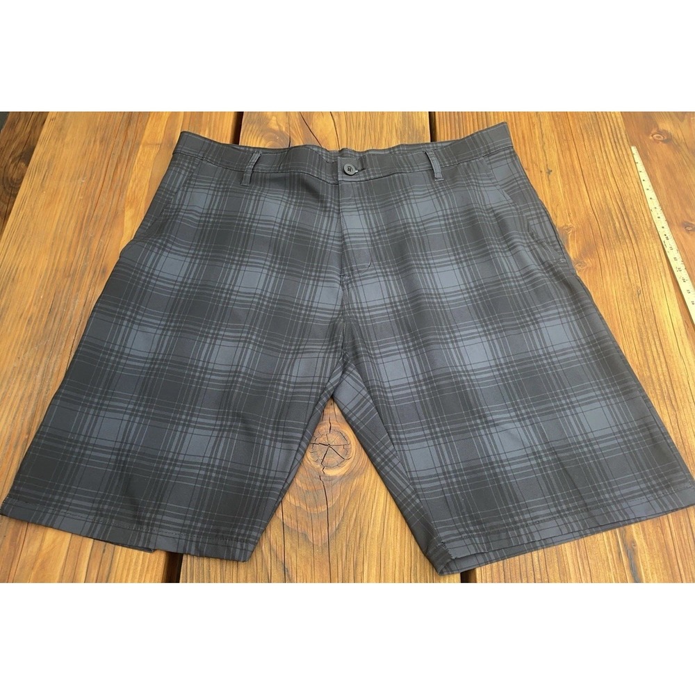 Burnside Casual Shorts Men's Size 36 Blue Gray Plaid Flat Front EUC Summer